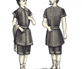 Hand drawn people elements retro vector 08