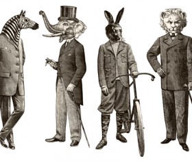 Hand drawn people elements retro vector 09