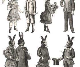 Hand drawn people elements retro vector 23