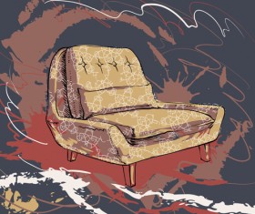 Hand drawn sofa armchairs vector graphics 02