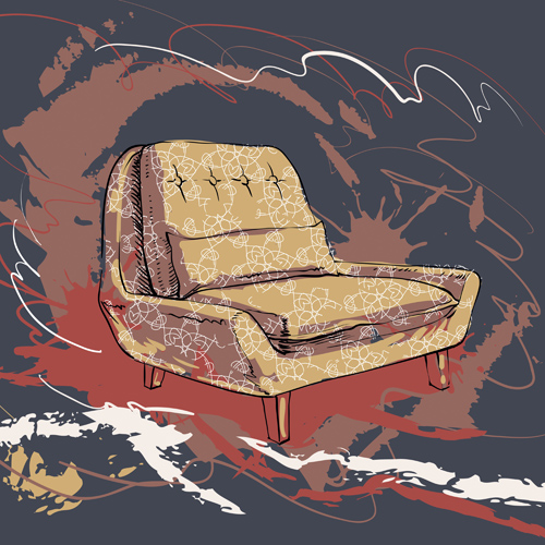 Hand drawn sofa armchairs vector graphics 02