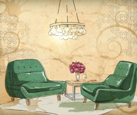 Hand drawn sofa armchairs vector graphics 03