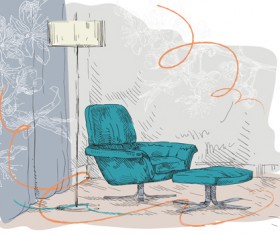 Hand drawn sofa armchairs vector graphics 04
