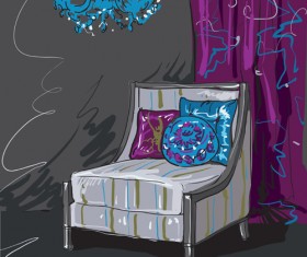 Hand drawn sofa armchairs vector graphics 06