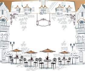 Hand drawn streets cafe 02 vector