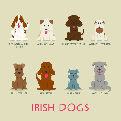 Irish dogs vector icons material