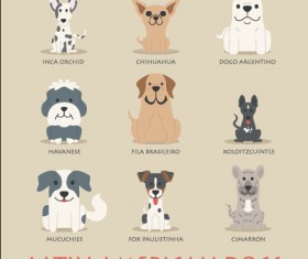 Latin american dogs icons vector