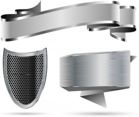 Metallic shield and ribbon vector material