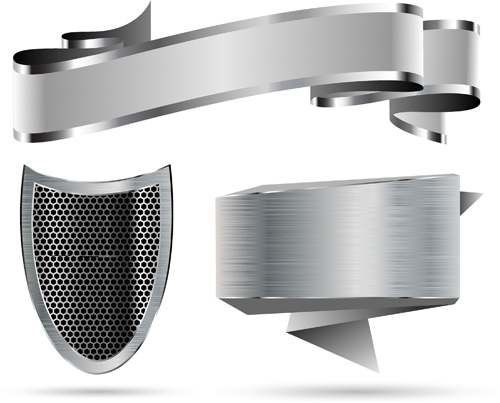 Metallic shield and ribbon vector material