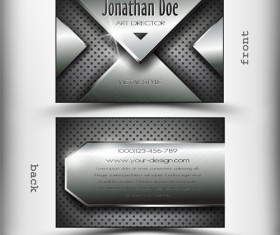 Metallic style business cards vectors 01