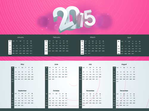 Modern 2015 calendar and new year background vector 01