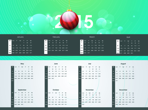 Modern 2015 calendar and new year background vector 02