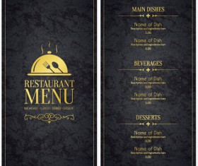 Modern restaurant menu cover and list vector 02