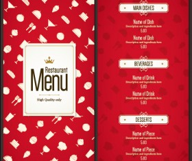 Modern restaurant menu cover and list vector 04