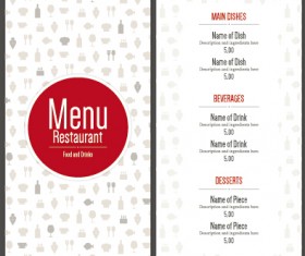 Modern restaurant menu cover and list vector 06
