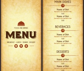 Modern restaurant menu cover and list vector 07