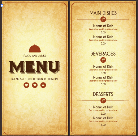Modern restaurant menu cover and list vector 07
