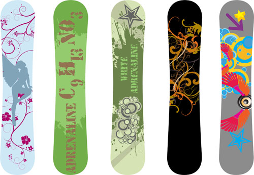 Modern snowboard vector template design 01