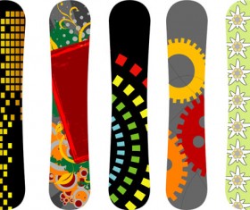 Modern snowboard vector template design 03
