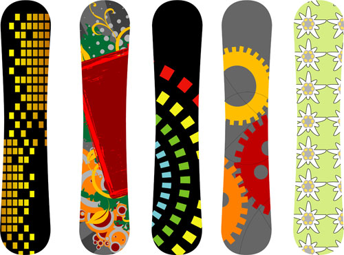 Modern snowboard vector template design 03