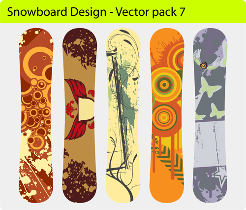 Modern snowboard vector template design 06