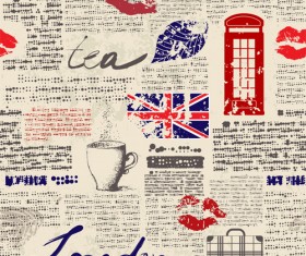 Newspaper style stylish patterns vector 02