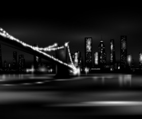 Night city skyscrapers vector material 02