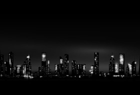 Night city skyscrapers vector material 03