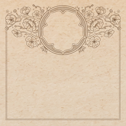 Old paper with floral background vector set 01