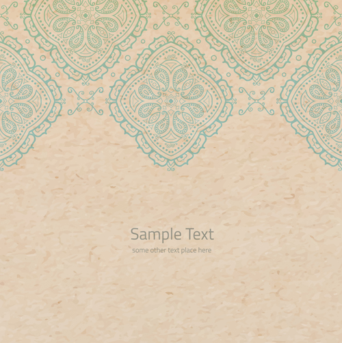 Old paper with floral background vector set 03