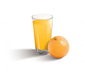 Orange juice and orange vector material