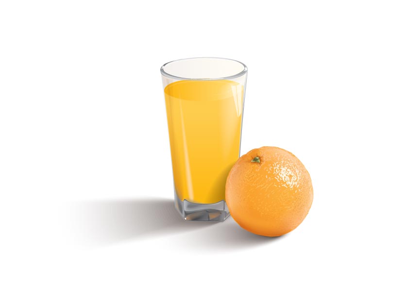 Orange juice and orange vector material