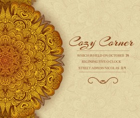 Ornate retro floral cards vector material 01