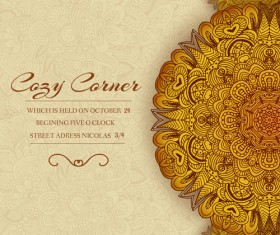 Ornate retro floral cards vector material 03