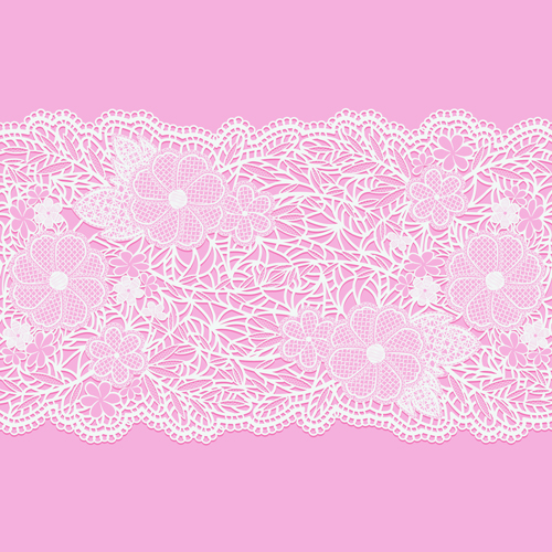 Pink background with white Lace vector material 01