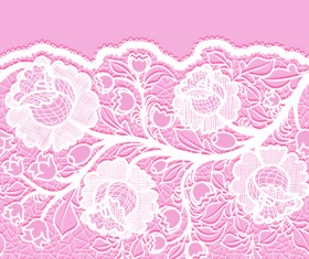 Pink background with white Lace vector material 02