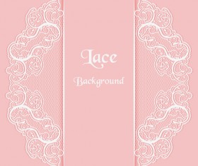 Pink background with white Lace vector material 04