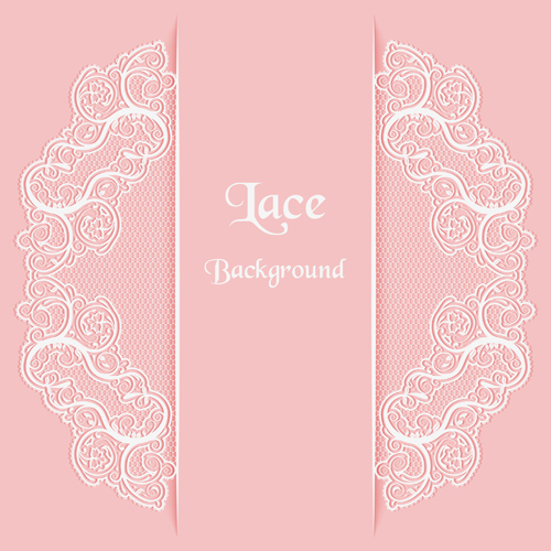 Pink background with white Lace vector material 04