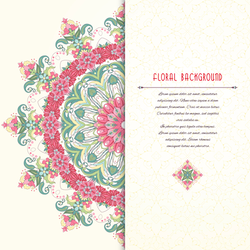 Pink floral with beautiful background vector 03