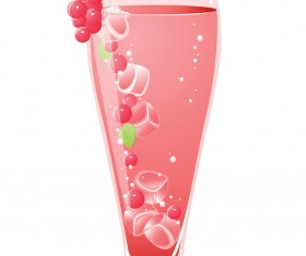 Pink juice with cup vector