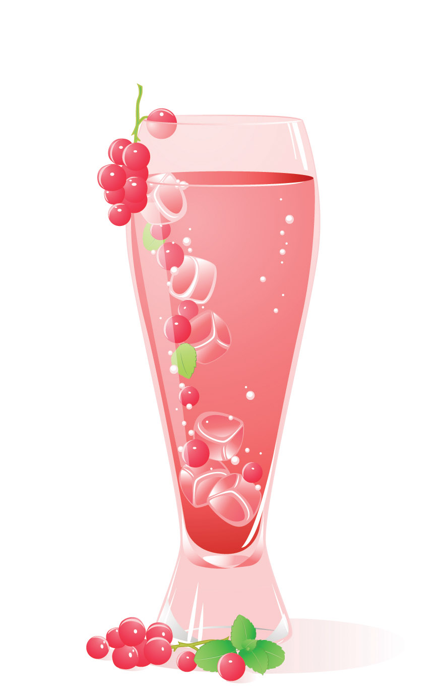 Pink juice with cup vector