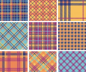 Plaid fabric patterns seamless vector 01