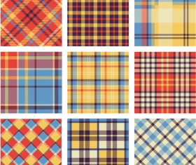 Plaid fabric patterns seamless vector 02