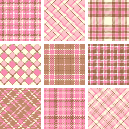 Plaid fabric patterns seamless vector 03
