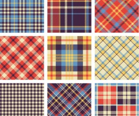 Plaid fabric patterns seamless vector 04