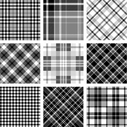 Plaid fabric patterns seamless vector 05