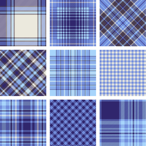 Plaid fabric patterns seamless vector 12