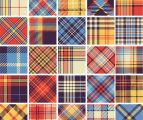 Plaid fabric patterns seamless vector 14