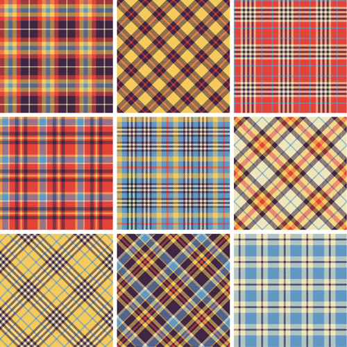 Plaid fabric patterns seamless vector 15