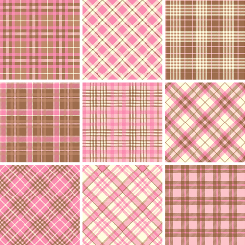 Plaid fabric patterns seamless vector 17